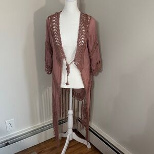 Chic Mauve Fringe Cardigan